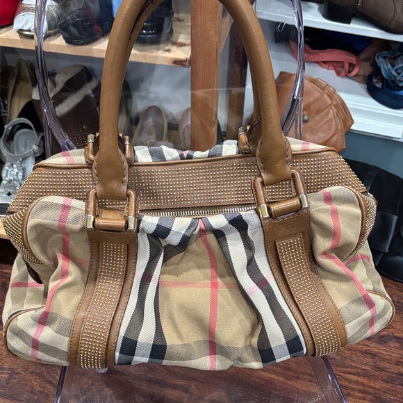 Burberry Plaid Shoulder Bag with Brown Leather - Picture 3 of 10